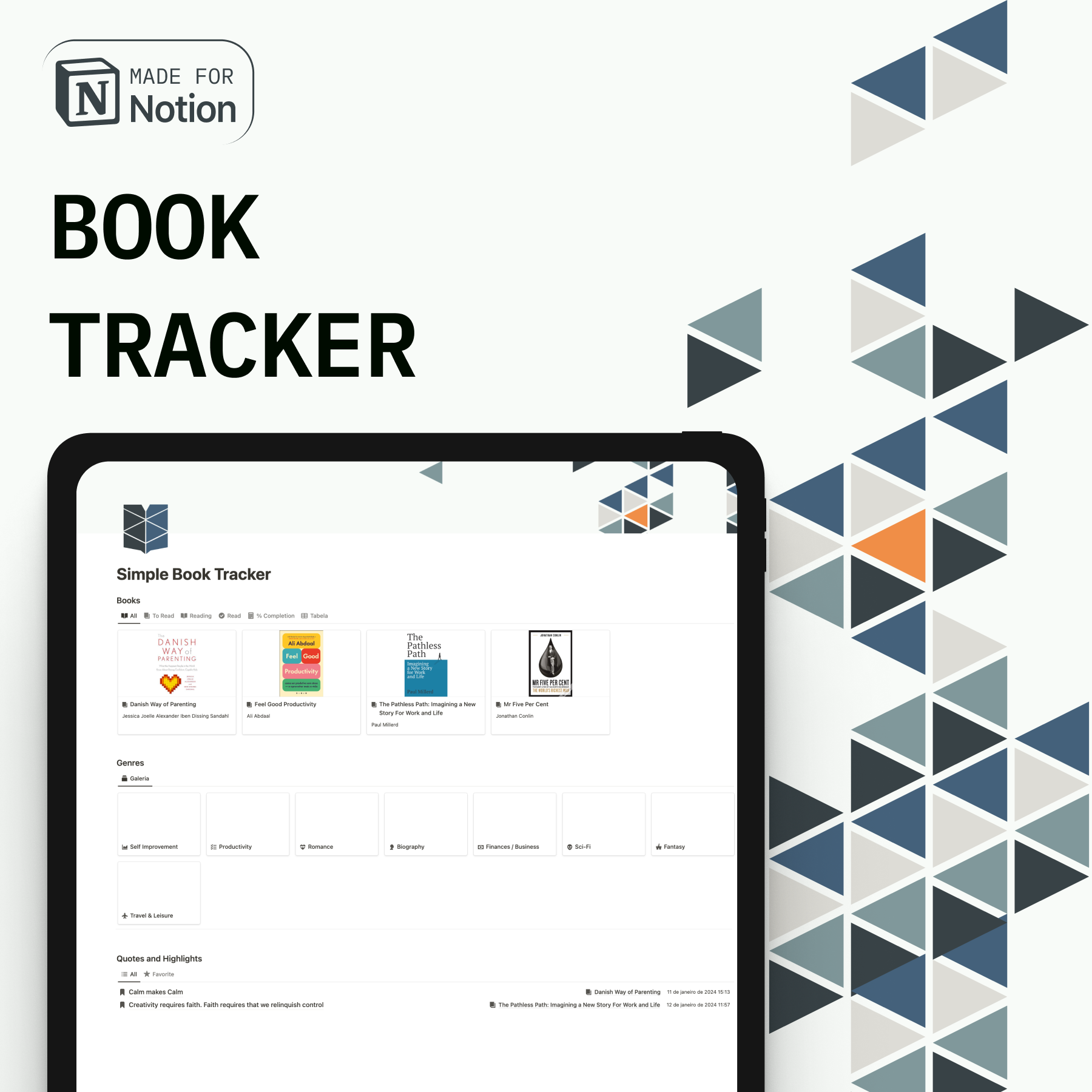 Eenvoudig boek Tracker Notion -sjabloon