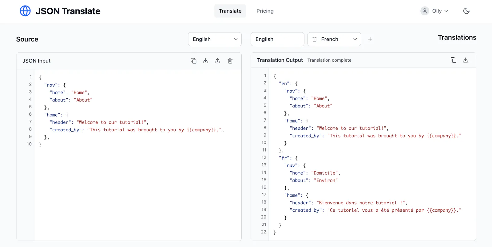 JSON Translate screenshot 1