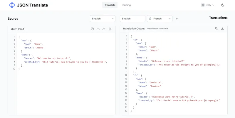 JSON Translate screenshot 1