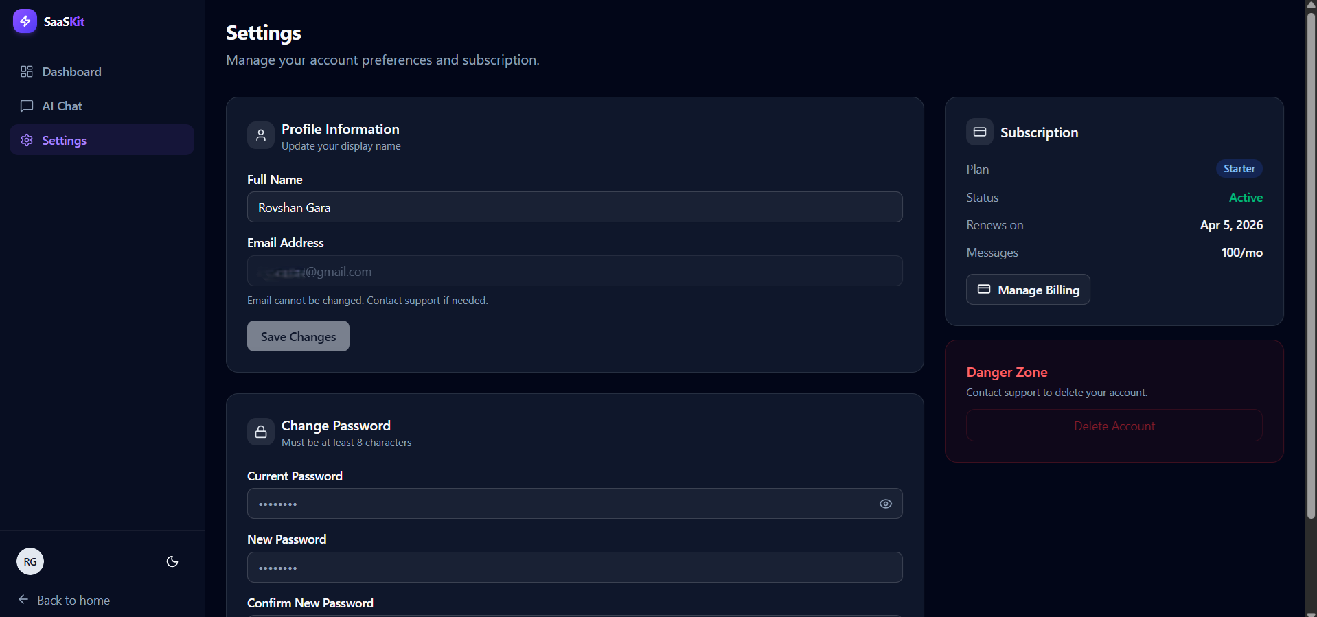 SaaS Starter - Screenshot 5 showing product features and functionality