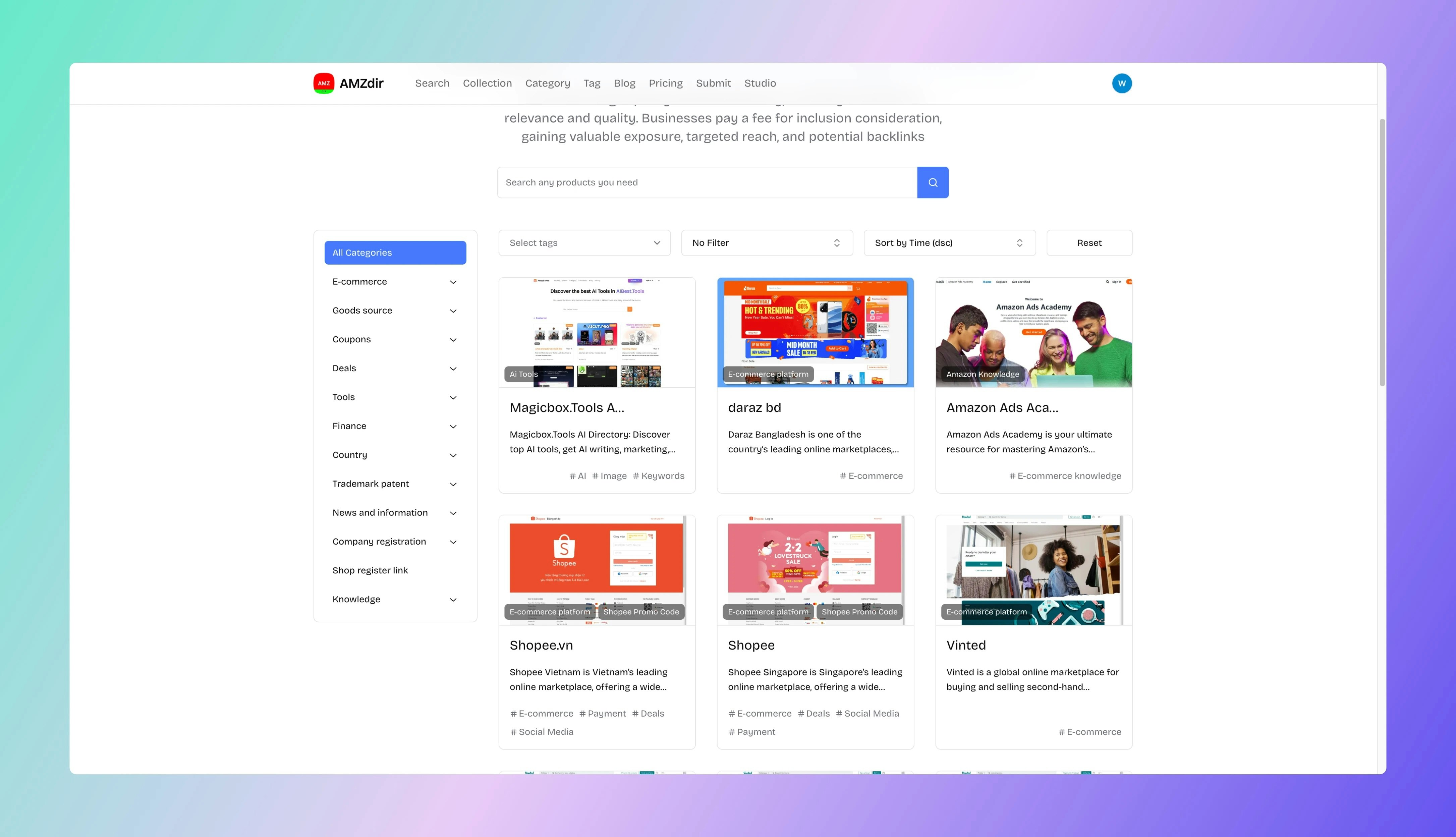 AMZ - 最高のeコマースディレクトリWebサイトメディア1