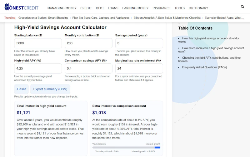 HonestCredit Financial Calculators screenshot 4