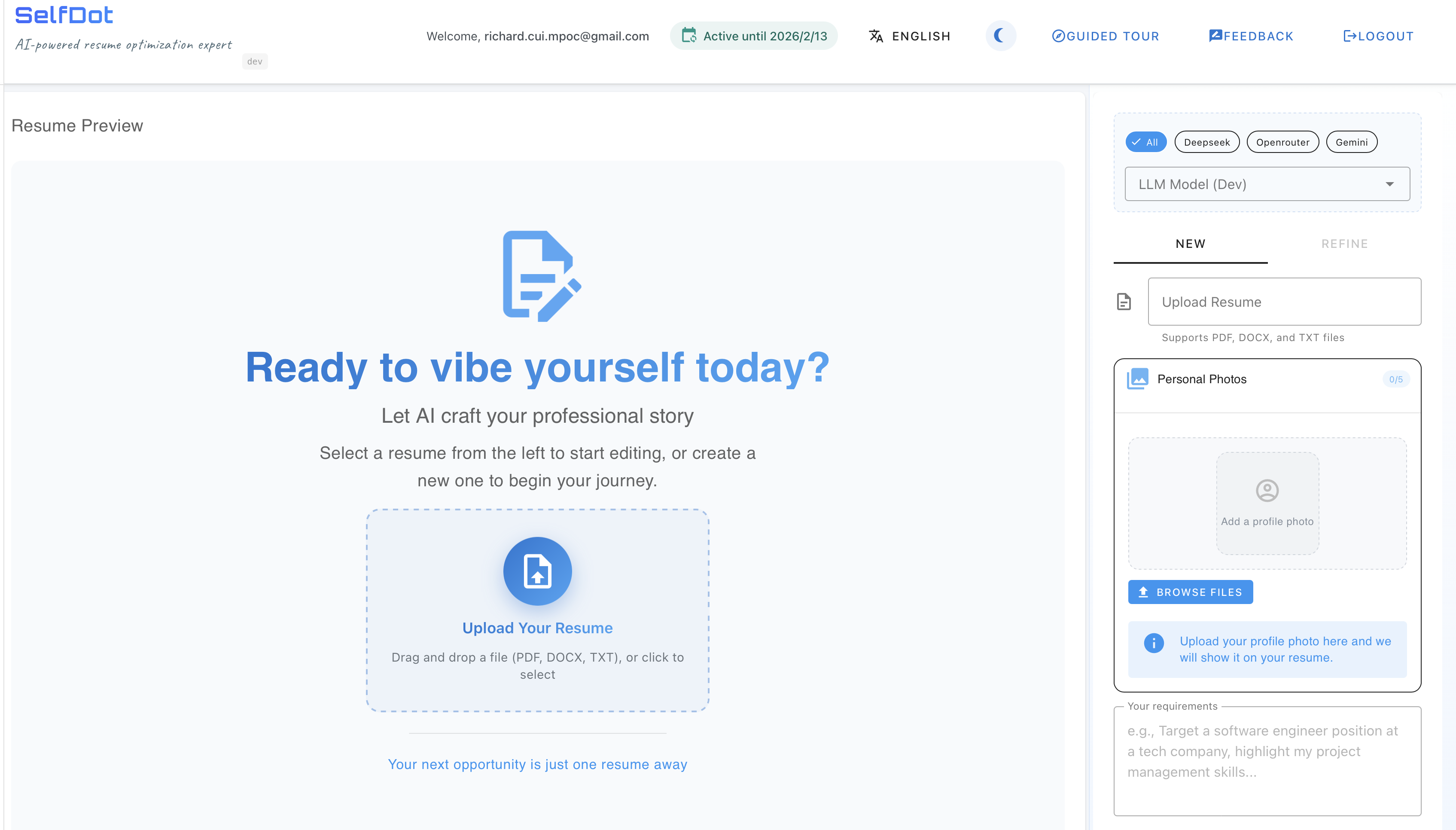 SelfDot- AI Resume Vibe Tool gallery image