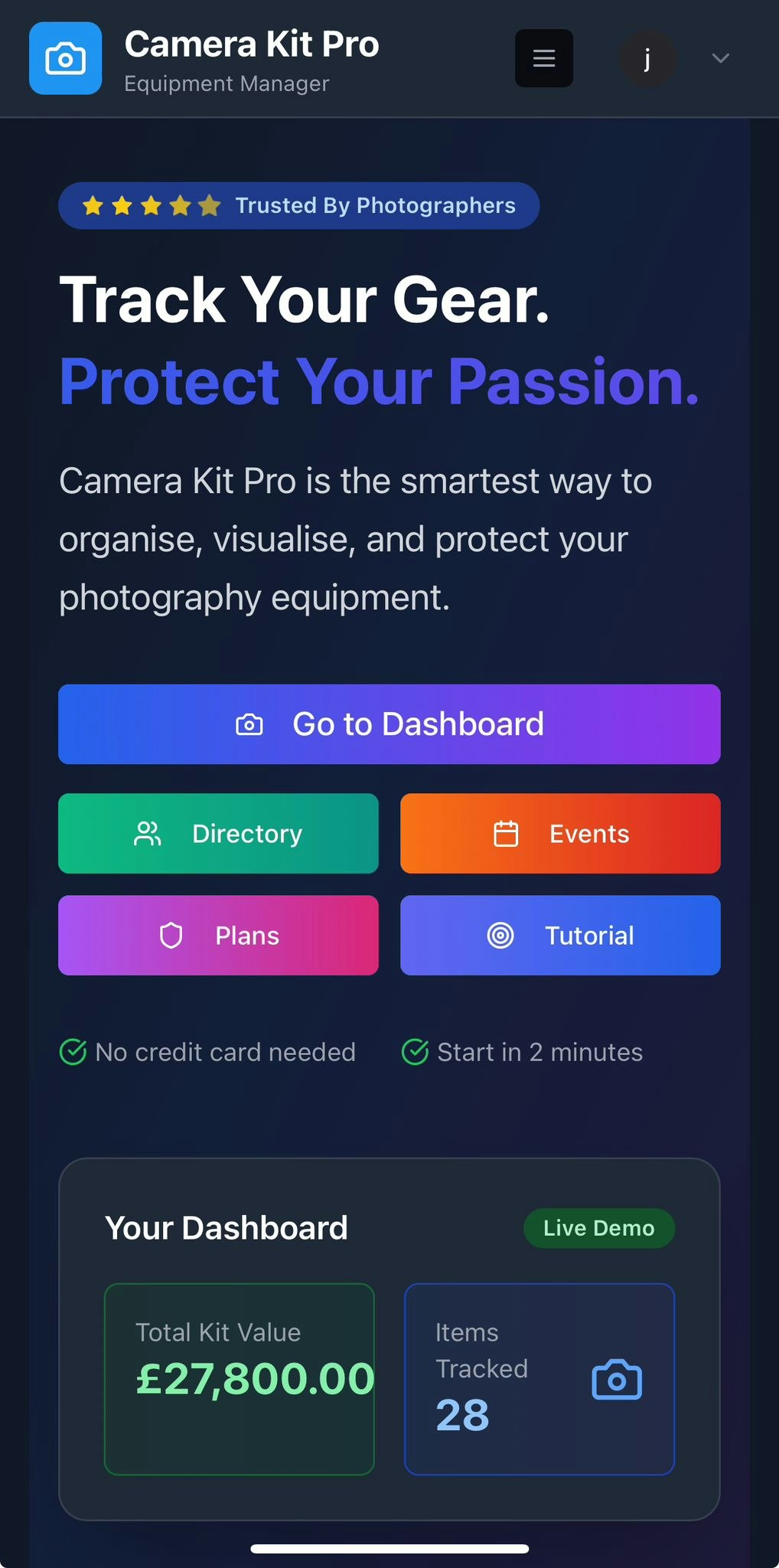 Camera Kit Pro - Gestión y herramientas de equipos de fotografía media 1
