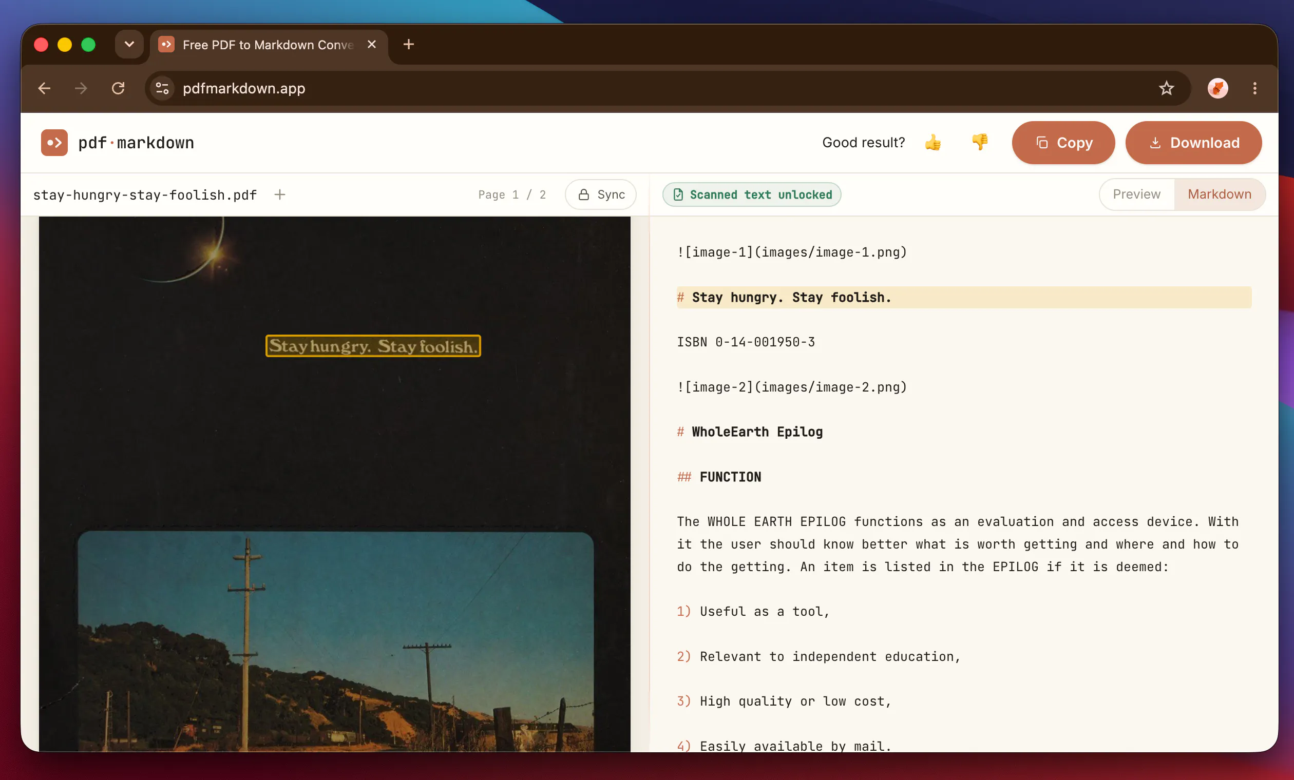 pdfmarkdown.app gallery image