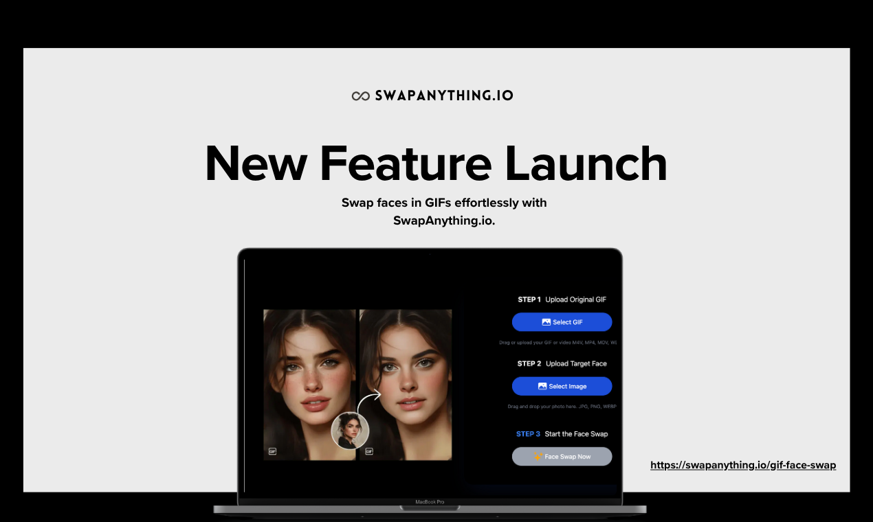 Media Swapanything.io - swap muka gif ai gif - Swap Wajah dalam GIF dengan satu klik - Tidak ada kemahiran penyuntingan yang diperlukan 1