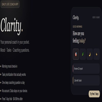 Clarity — Your Daily Life Coach - Product Hunt launch logo and brand identity