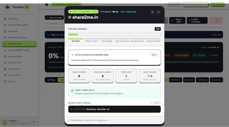 TestHive QA screenshot 2