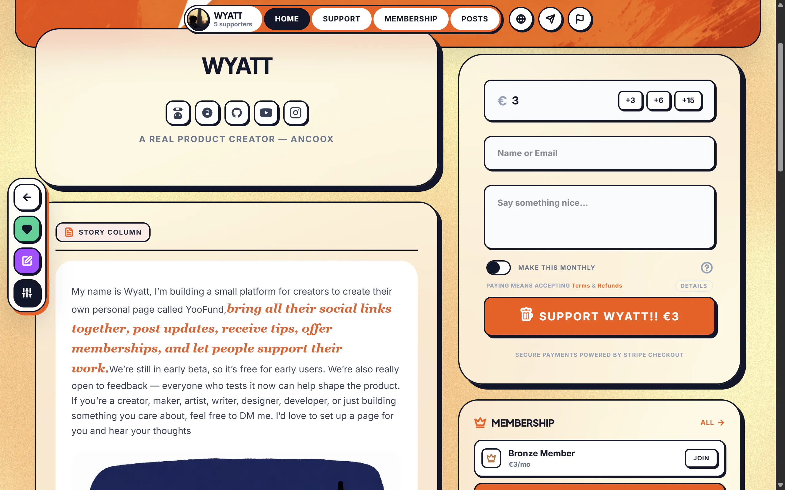 YooFund—Creator's tip income account gallery image