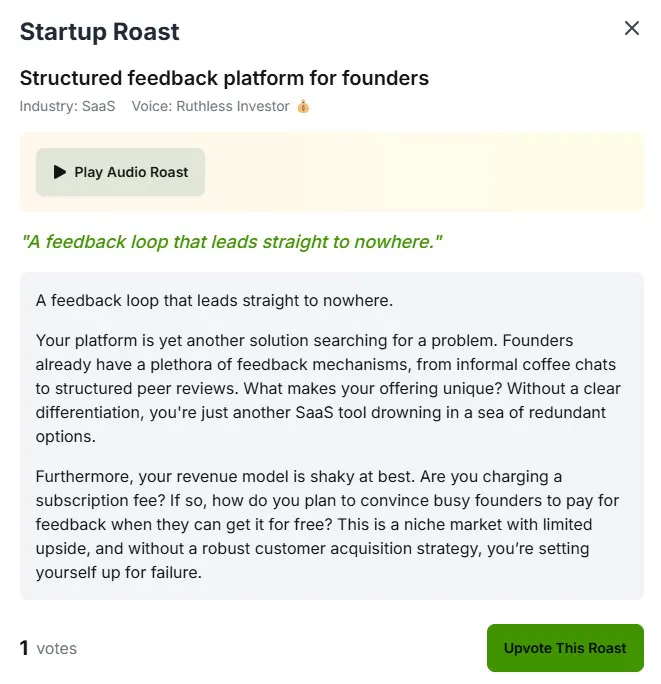 Startup Roast Generator (with Audio) gallery image