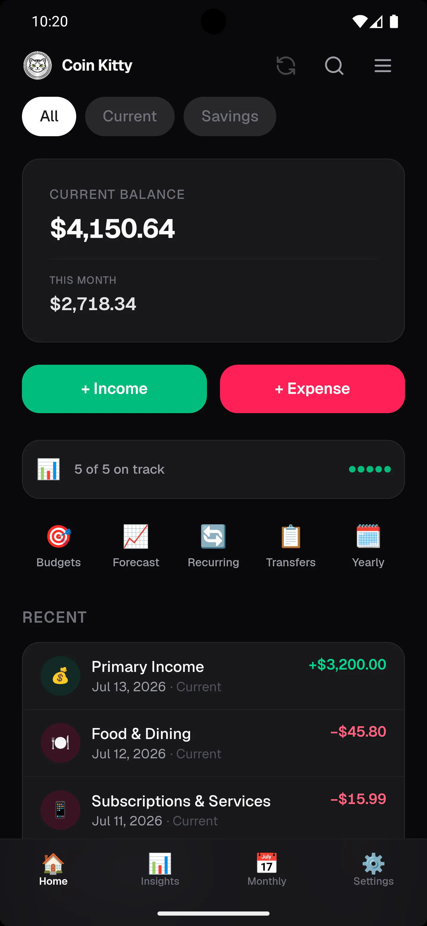 Coin Kitty Personal Finance Tracking App gallery image