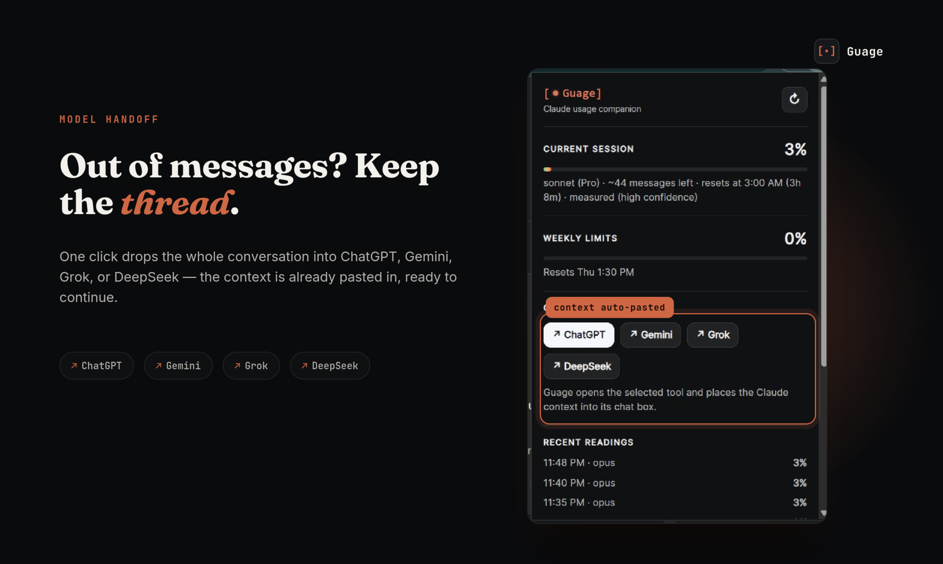 Guage — Claude usage tracker gallery image
