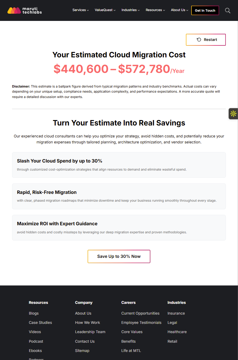 Cloud Migration Cost Calculator gallery image