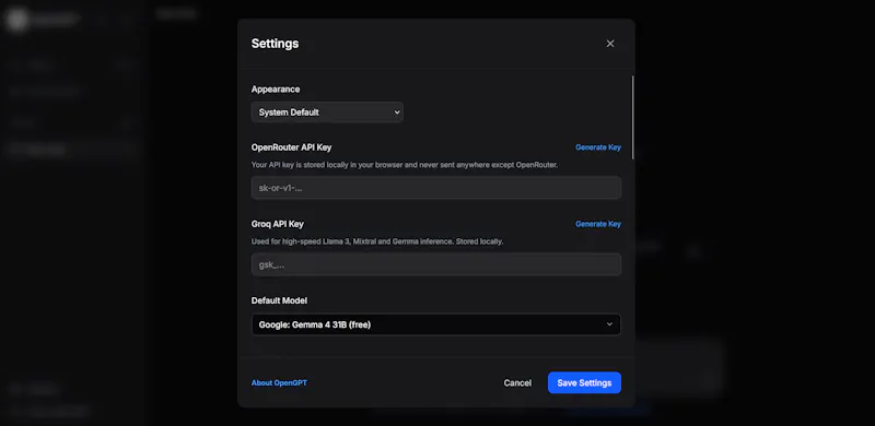 OpenGPT screenshot 2