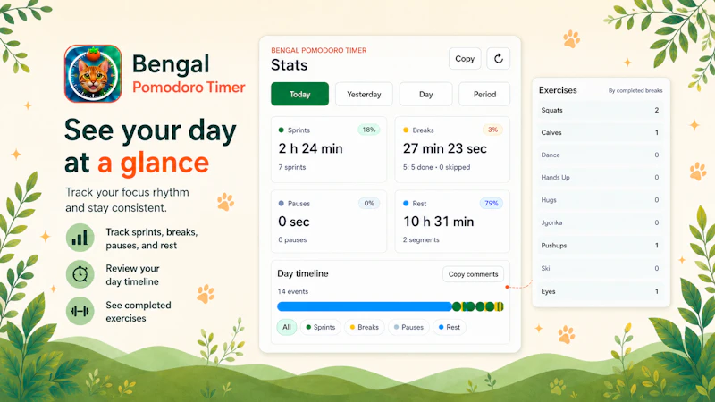 Bengal Pomodoro Timer: Focus & Fitness screenshot 6
