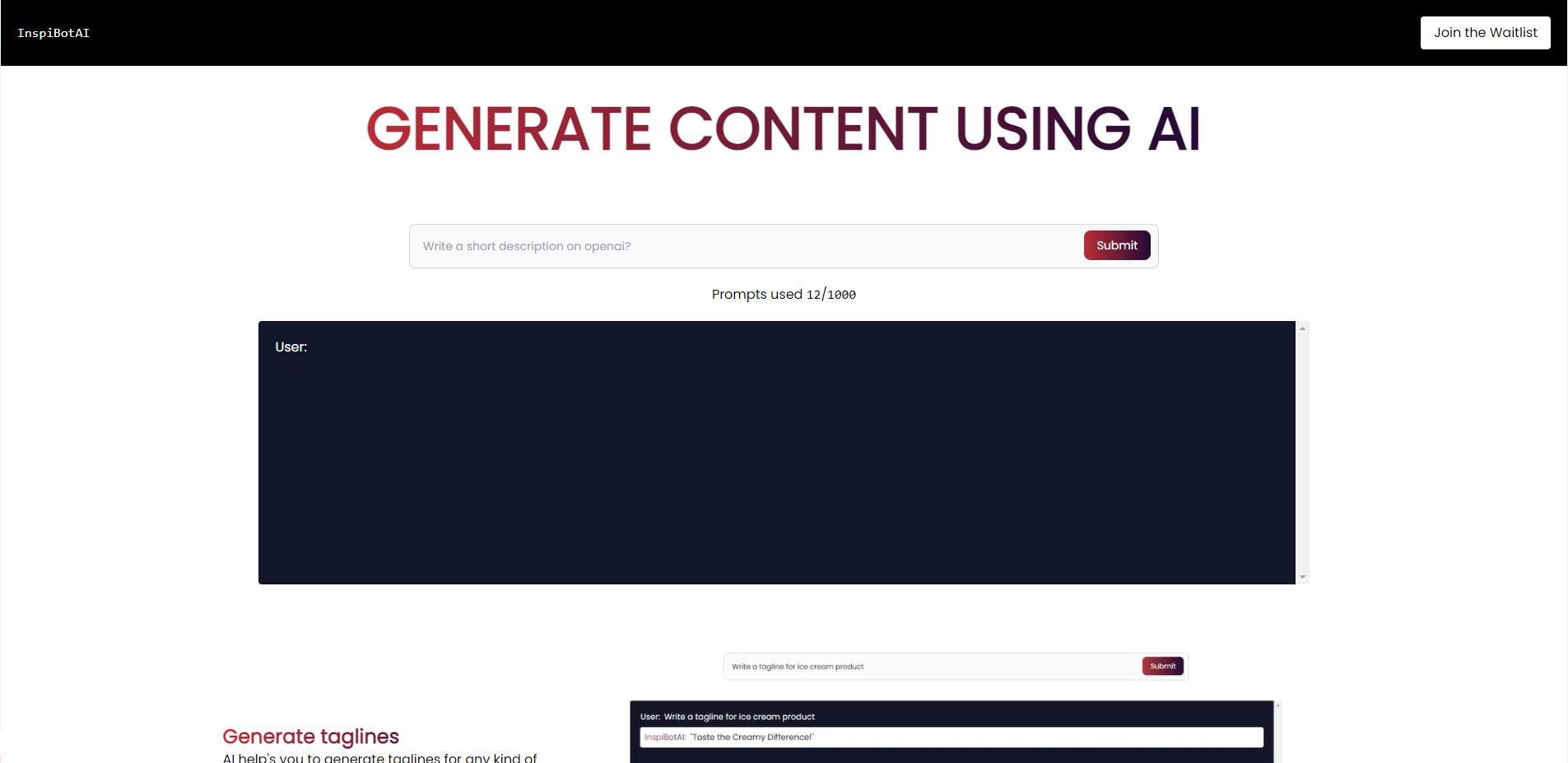 Mídia 1 de Inspibots - Gerar conteúdo usando ai