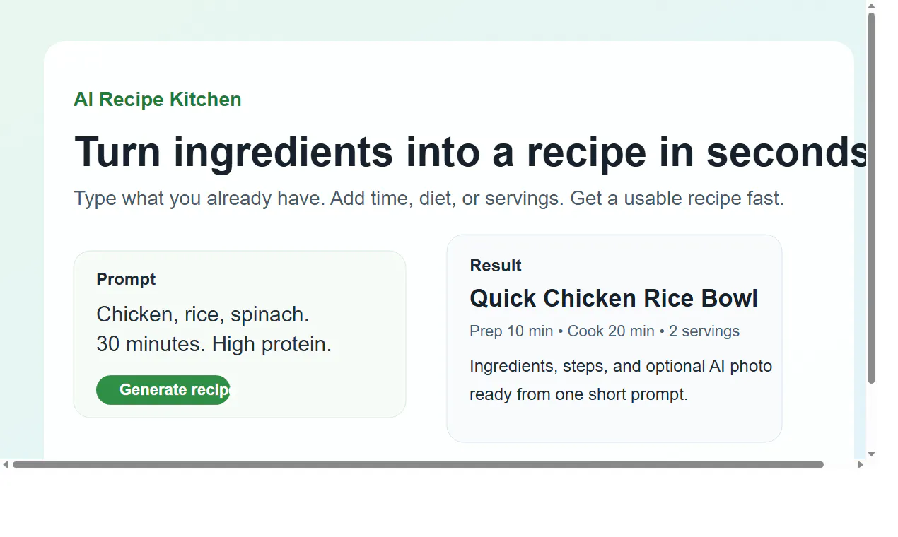 AI Recipe Kitchen のプロダクトバナー