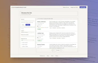 List of people looking for work gallery image