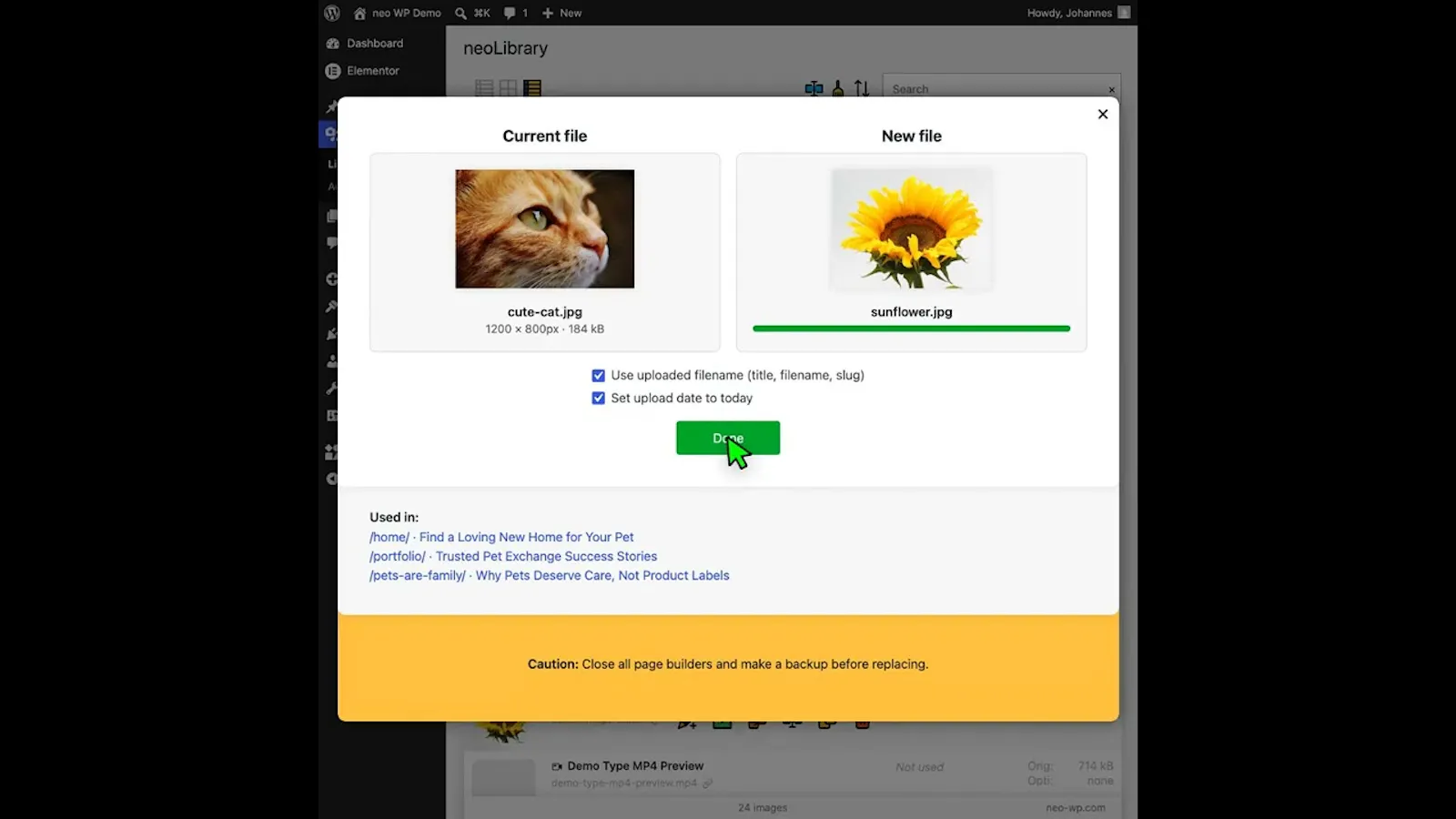 neoReplace - WP plugin to replace images screenshot 1 (video preview)