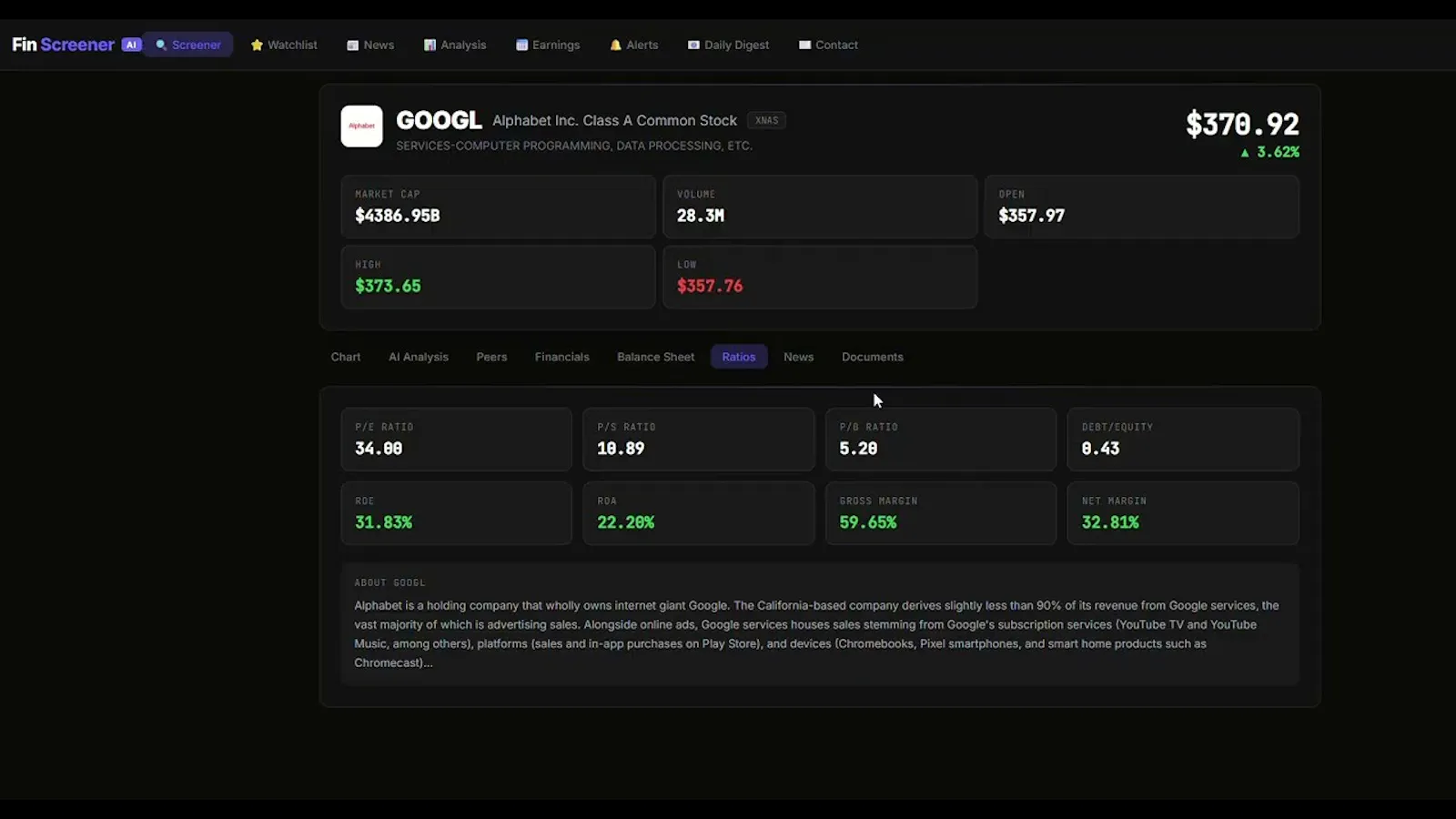  FinScreener AI screenshot 1 (video preview)