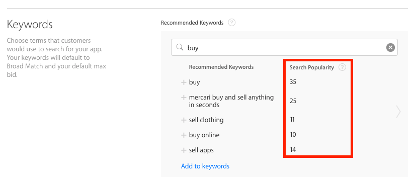 Search Popularity for Apple Search Ads (ASO) gallery image
