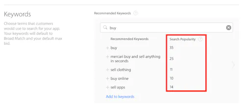 Search Popularity for Apple Search Ads (ASO) gallery image