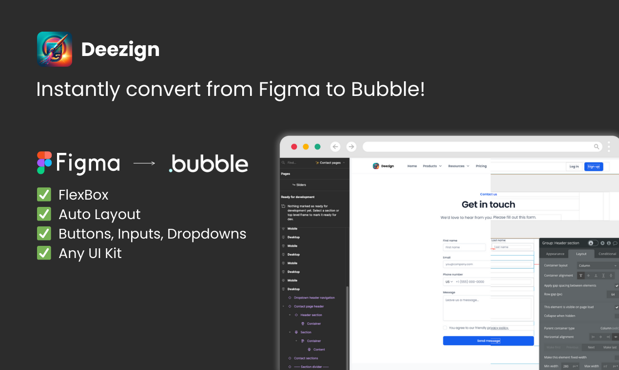 Deezign - Instantly convert Figma designs to Bubble media 2