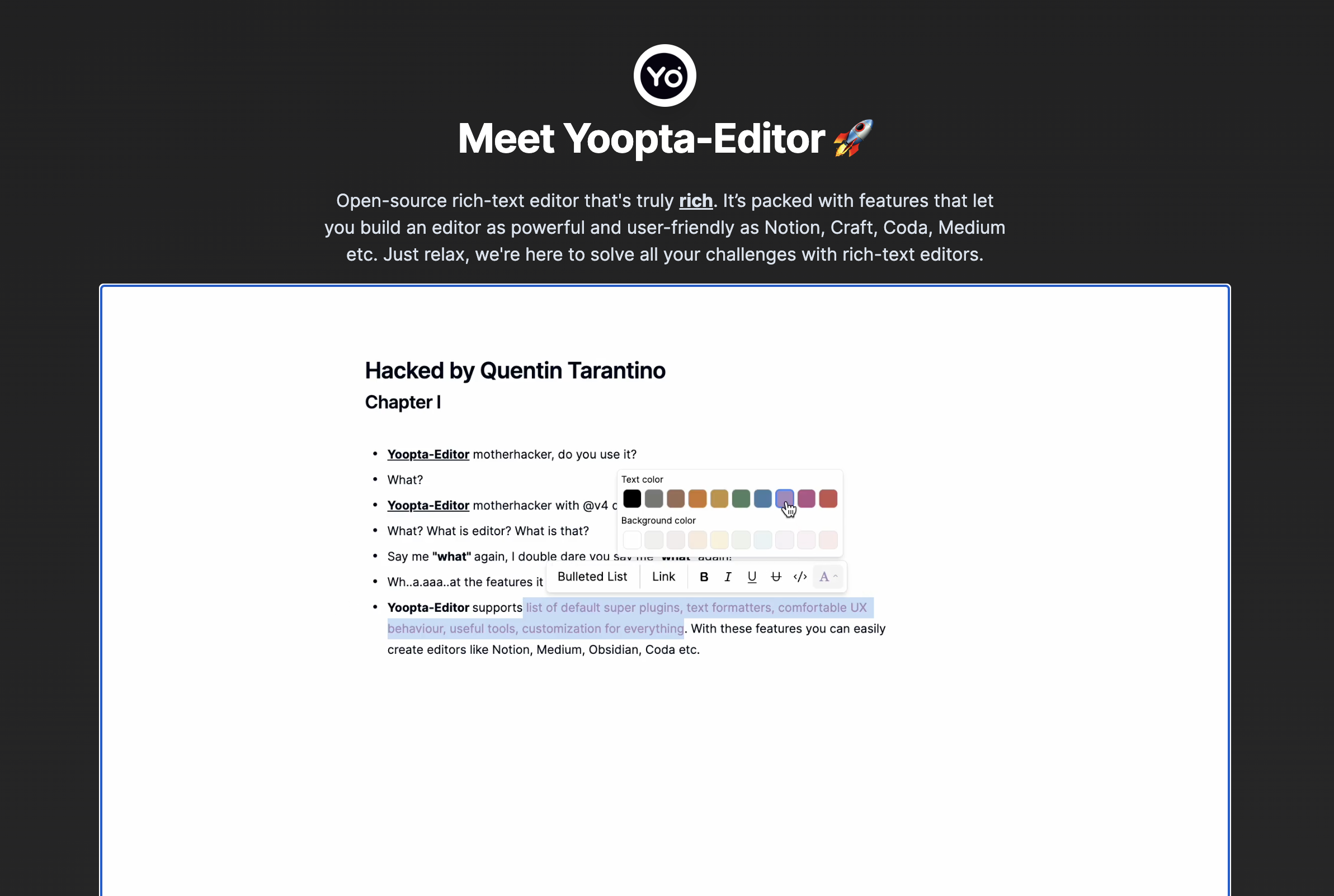 Yoopta-Editor - 开放源码文本编辑器