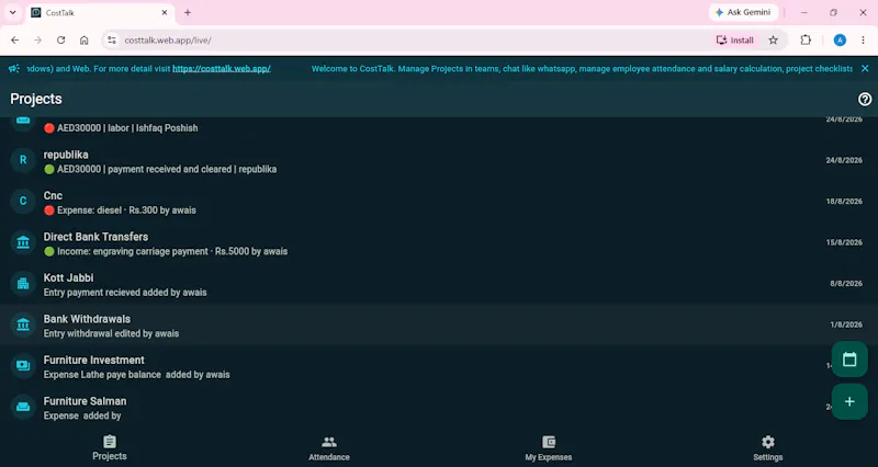 CostTalk — Team Ledger Tracker screenshot 2