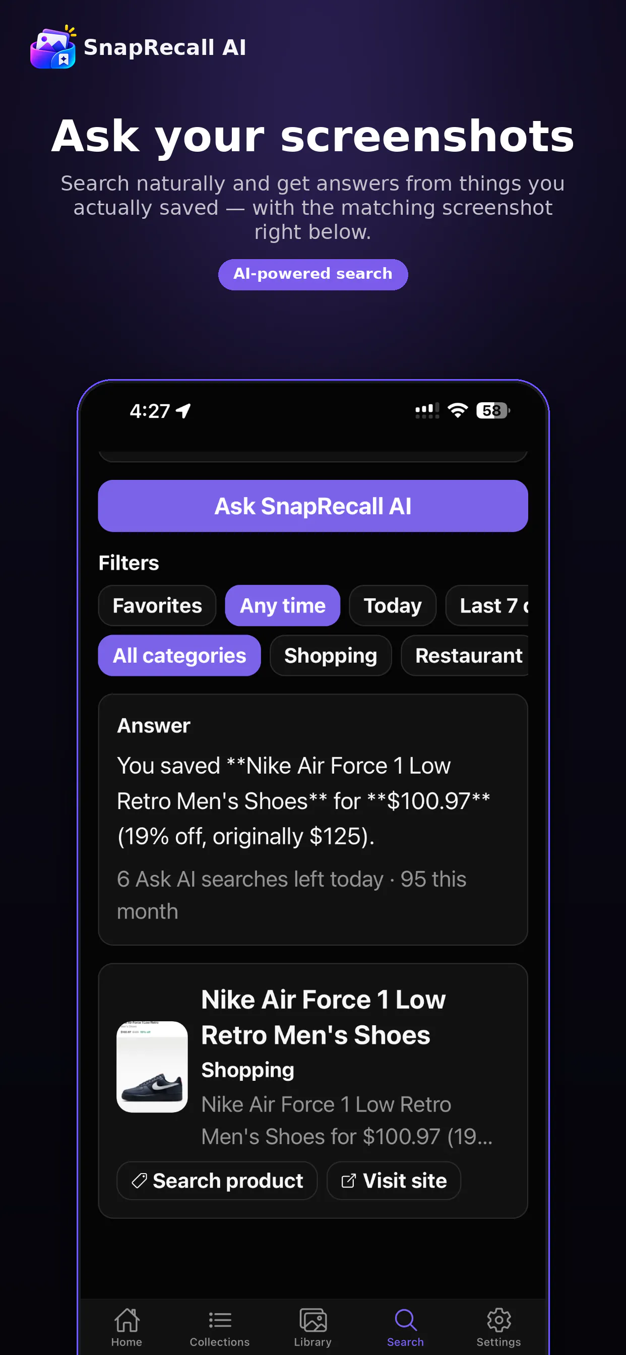 SnapRecall Ai - Screenshot organizer gallery image