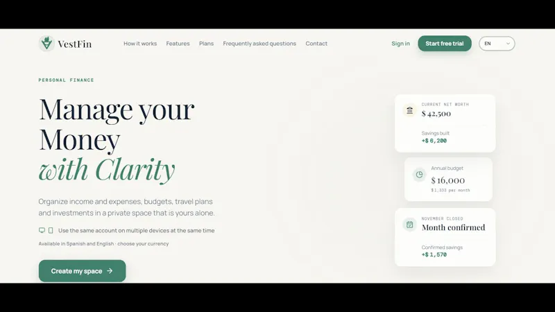 VestFin screenshot 1 (video preview)