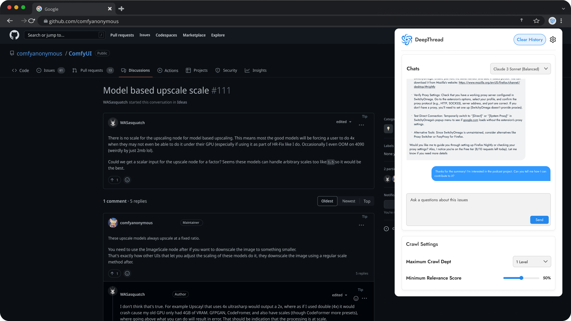 DeepThread - Main product screenshot demonstrating key features and user interface