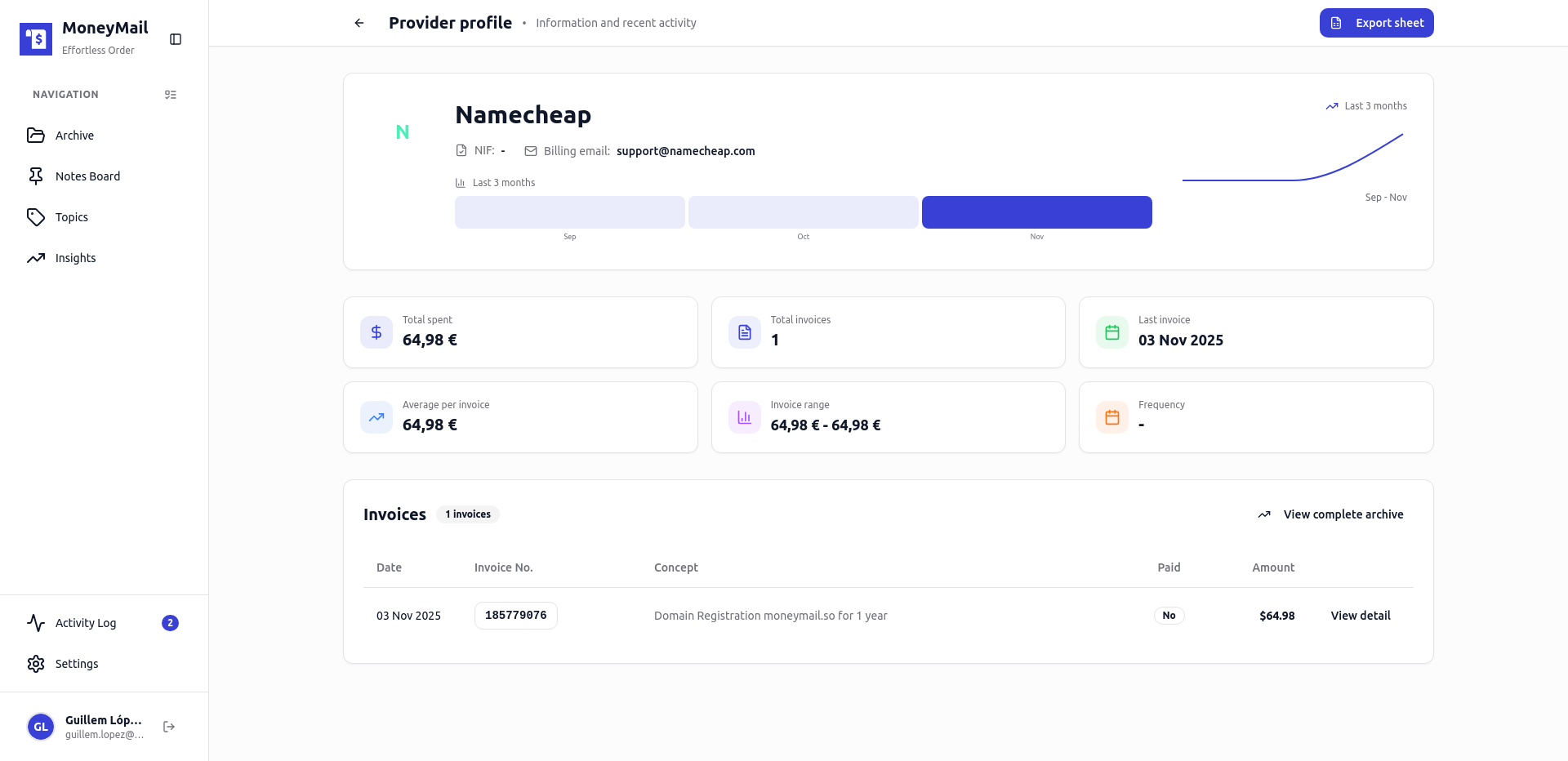 MoneyMail - Screenshot 3 showing product features and functionality