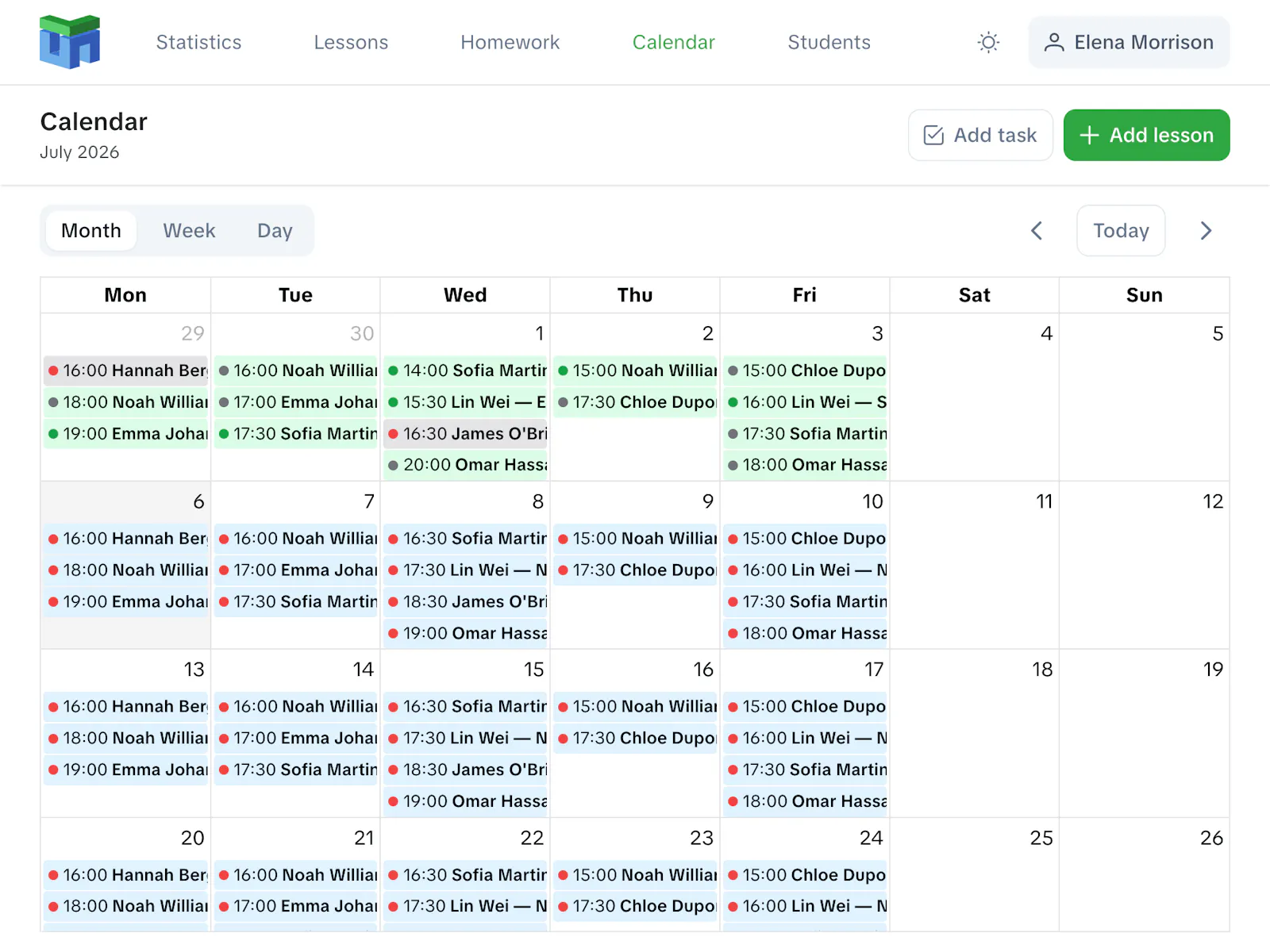 LessonStudio – tutor scheduling software screenshot 2