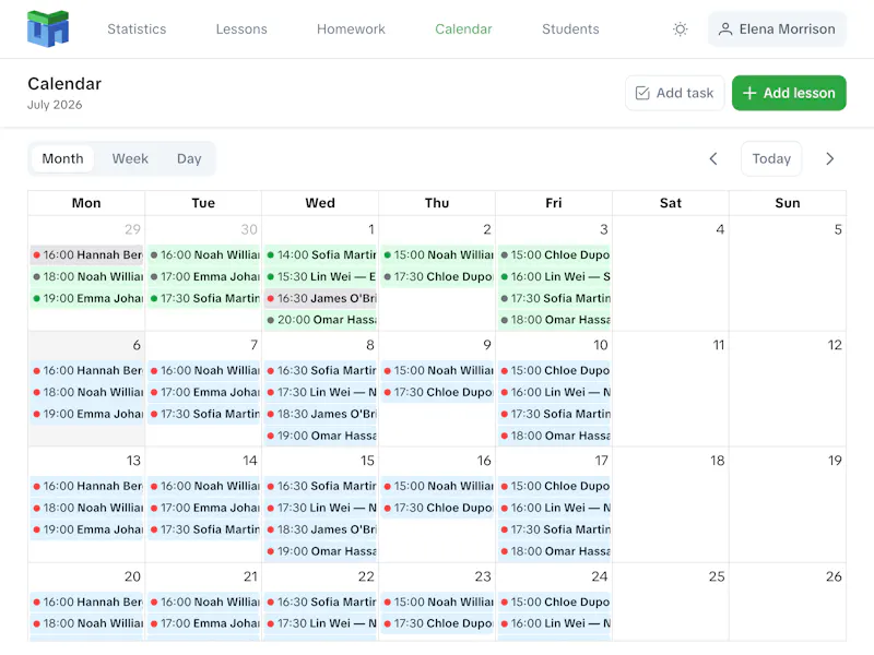 LessonStudio – tutor scheduling software screenshot 2