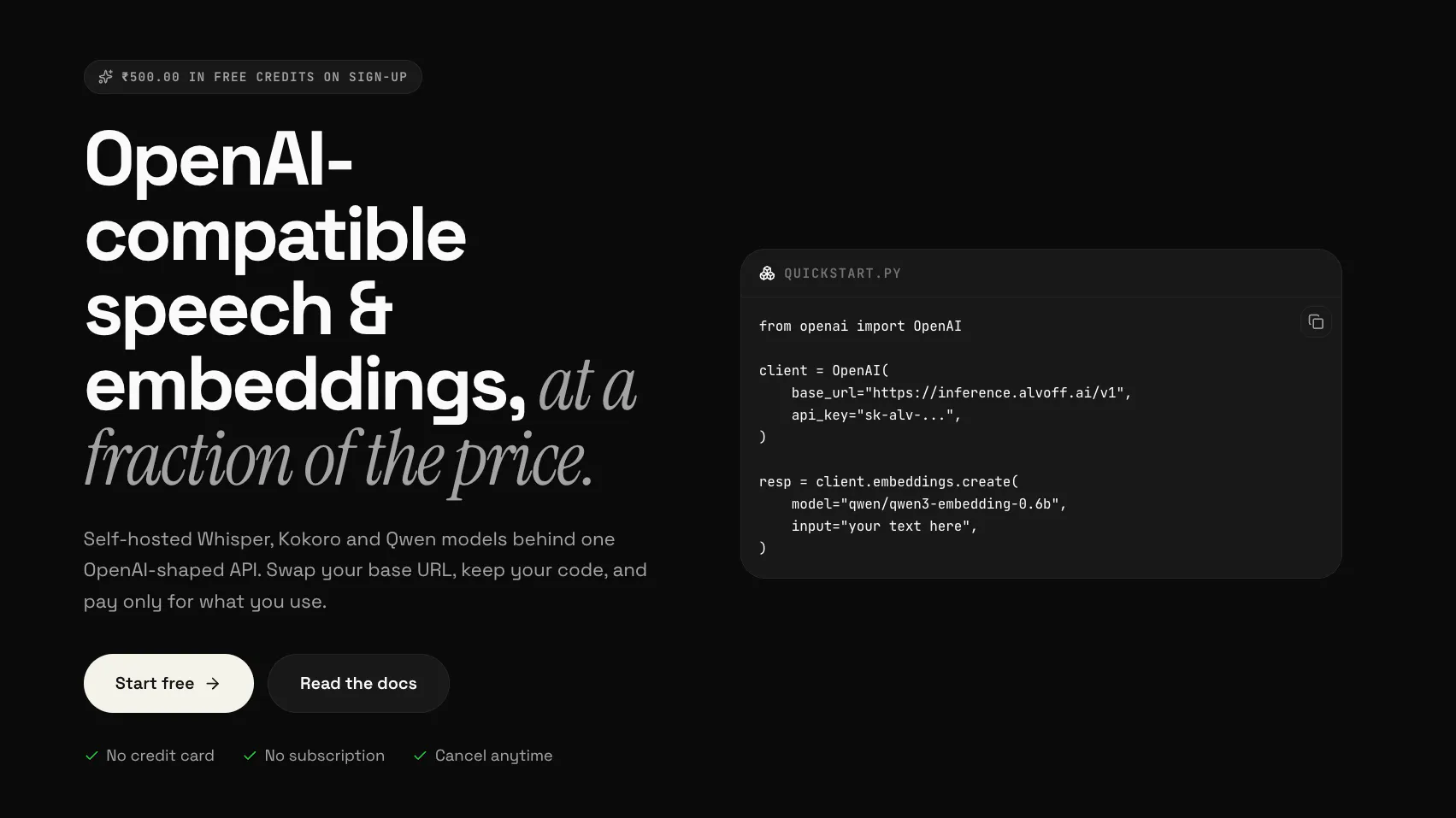 Alvoff Inference - Fast, cheap STT · TTS gallery image