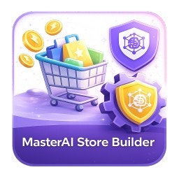 MasterAI Store Builder - Product Hunt launch logo and brand identity