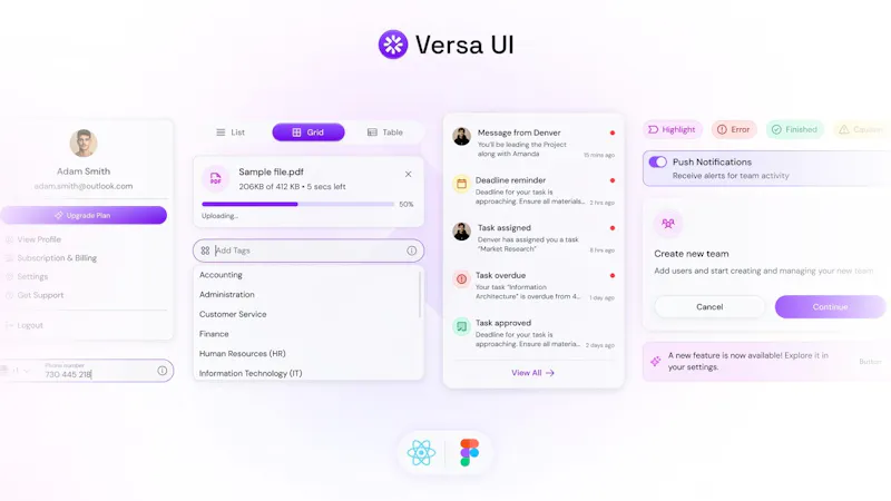 Versa UI React screenshot 1 (video preview)