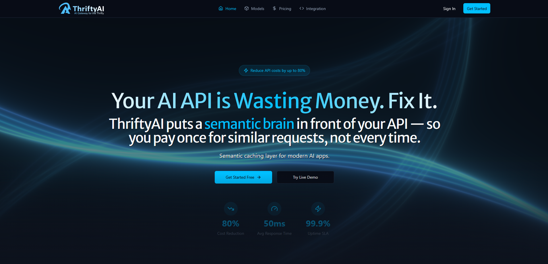 ThriftyAI - Main product screenshot demonstrating key features and user interface