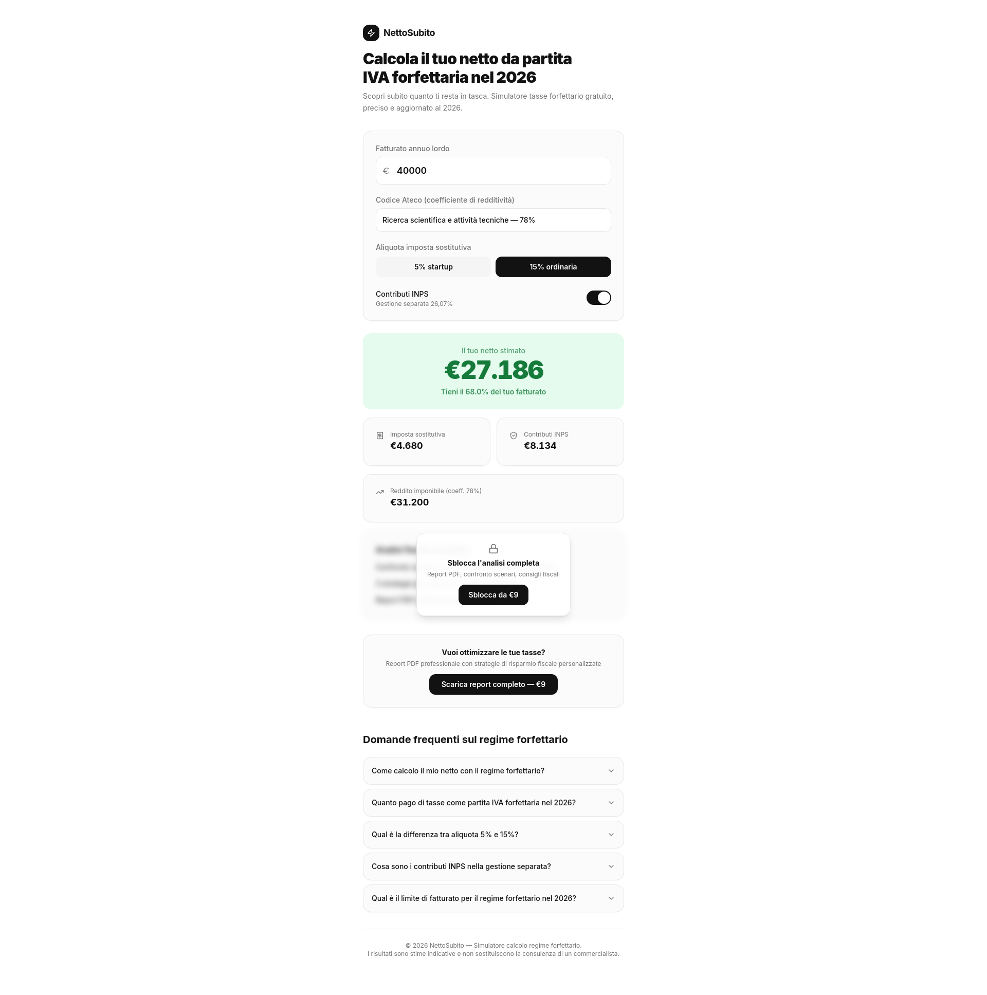 NettoSubito - Calcolo Forfettario 2026 gallery image