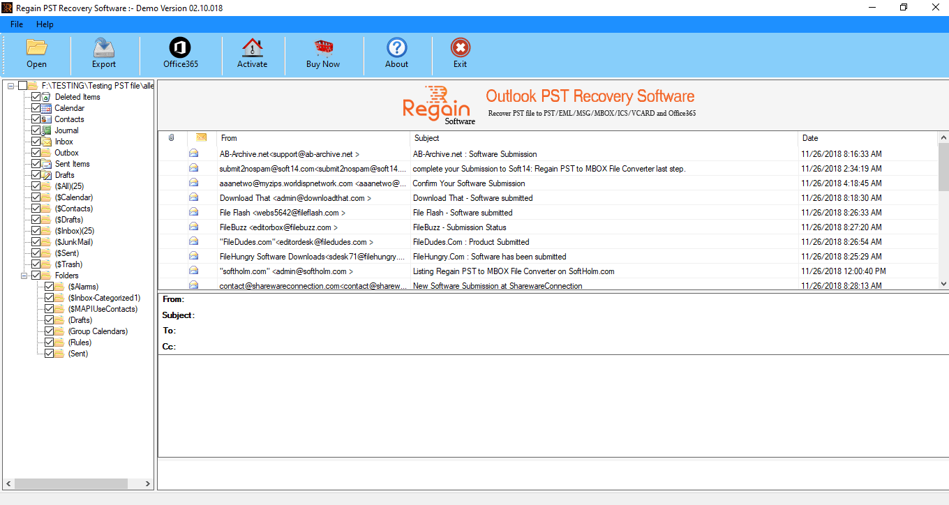 Outlook PST kurtarmayı yeniden kazan medya 2