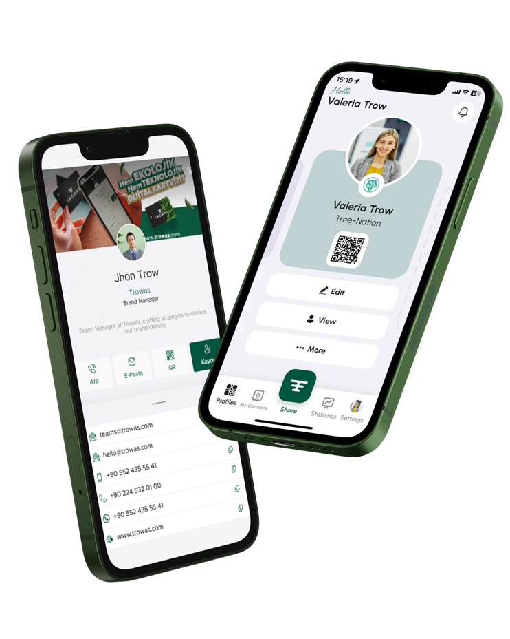 Trowas Digital Business Card - Main screenshot showing features and interface