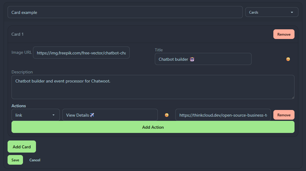 Média Chatbot Menu Builder pour chatwoot - Concevoir des menus de clics sur les réponses, automatiser les réponses 4