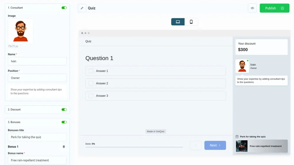 Online marketing quiz builder gallery image