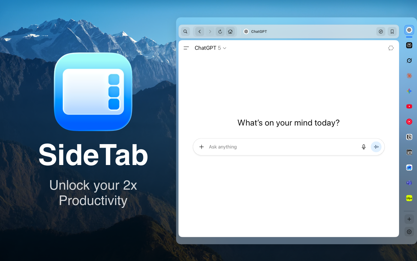 SideTab - Main screenshot showing features and interface