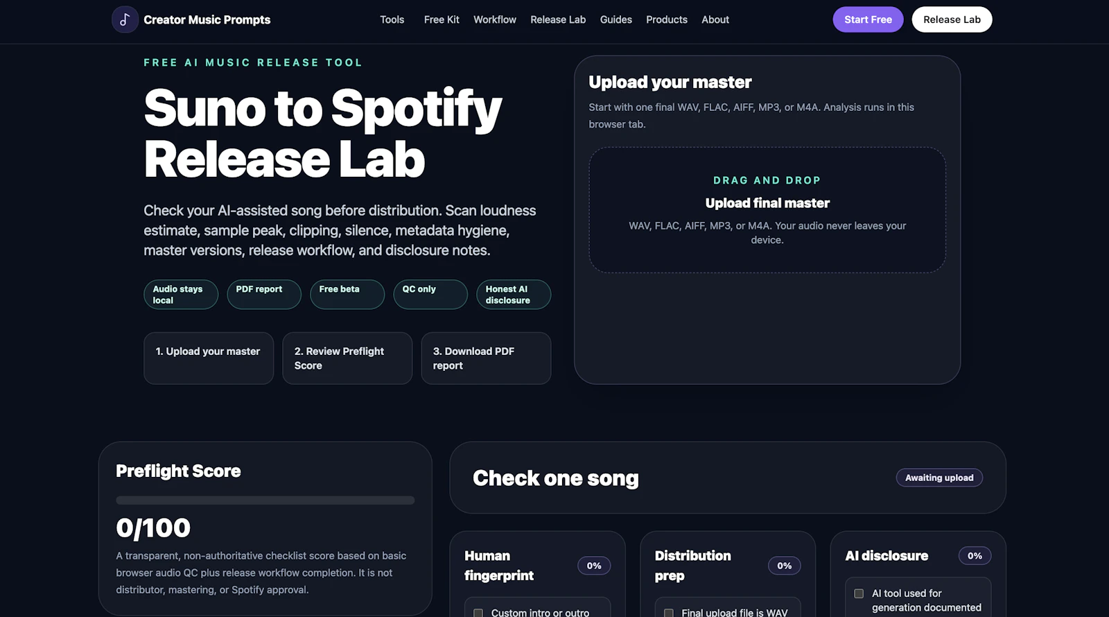 Release Lab by Creator Music Prompts screenshot 1