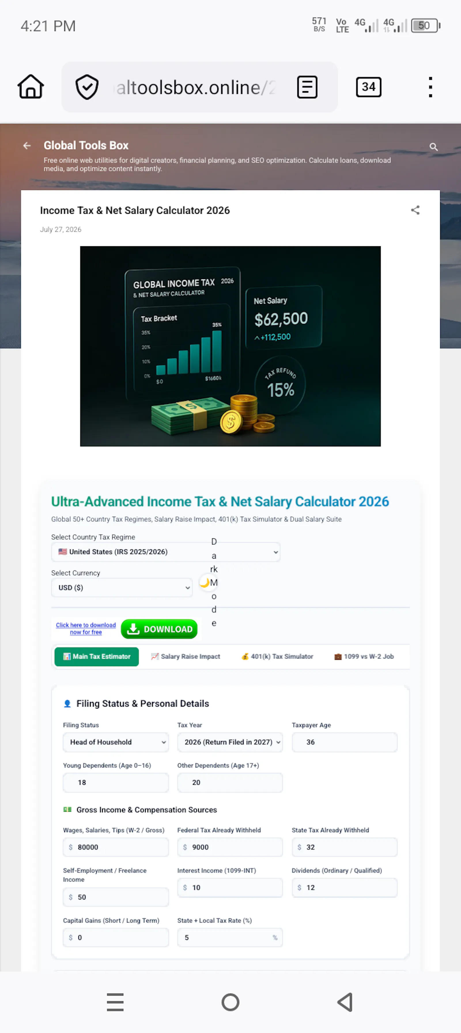 Income Tax & Salary Calculator 2026 screenshot 5