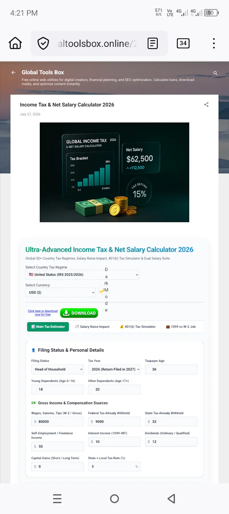 Income Tax & Salary Calculator 2026 screenshot 5