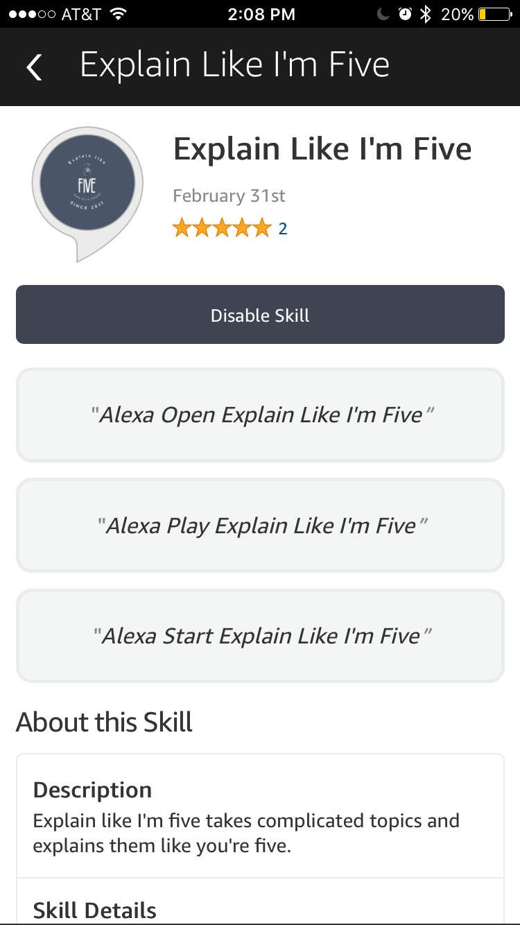 Explain Like I'm Five Alexa Skill gallery image