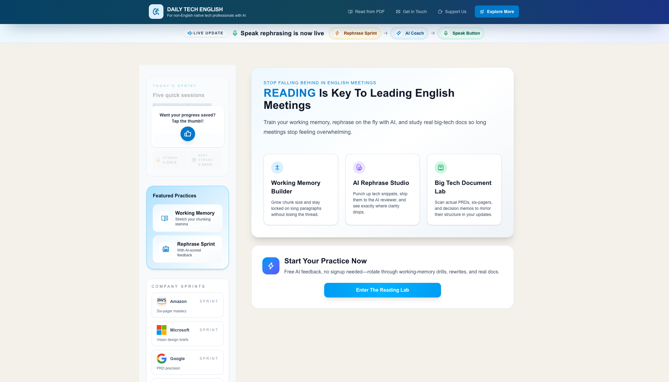 Daily Reading English Practice + Free AI gallery image